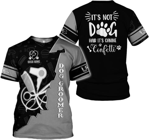 Suseaz Personalized Dog Grooming 3D Shirt, Pet Spa Short Sleeve T-Shirt Cute Pet Grooming Tshirt for Women and Men Groomer