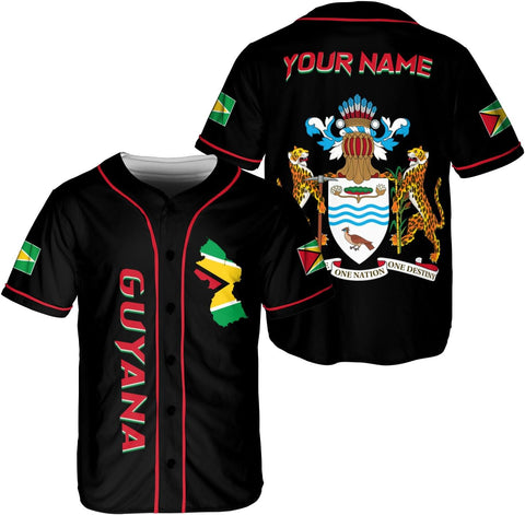 Leeprints Personalized Guyana Baseball Jersey Shirt, GuyaneseFlag Jersey, Guyana Guyanese Pride Jersey for Men and Women
