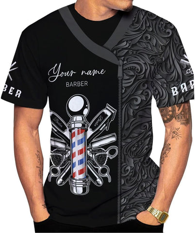 Personalized Name Barber 3D All Over Printed Shirts for Men & Women, Hair Stylist Shirt Gift for Barbershop
