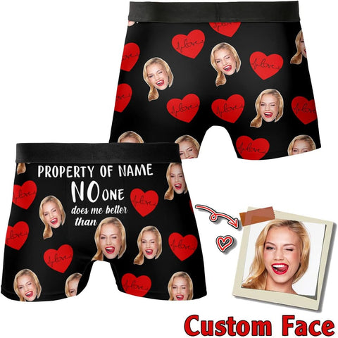 Personalized Girlfriend BoyFriend Photo Face Boxer Underwear with funny face, Custom Faces Print Shorts Novelty Briefs for Men Men's Funny Gifts Christmas, Xmas, Valentine's day gift BX81