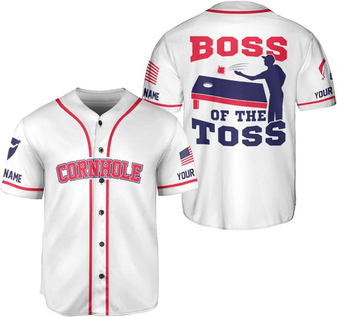 Royal Fight Personalized Cornhole Baseball Jersey Cornhole Toss Like A Boss Baseball Shirts Funny Cornhole Jerseys Men Women