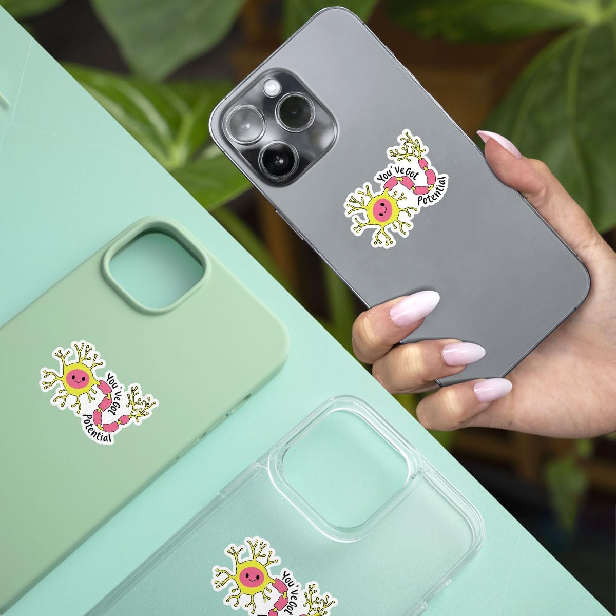 3 Pcs You've Got Potential Sticker, Neuroscience Stickers, Neuroscience Brain Sticker, Funny Medical Stickers Nurse Cute Neuron Sticker for Water Bottle Tumbler Phone Case Laptop 3"x3"
