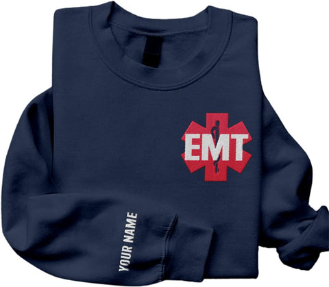 Leeprints Personalized EMT Embroidered Sweatshirt EMS Sweatshirt EMS Hoodie Paramedic Uniform Emergency Medical Technician