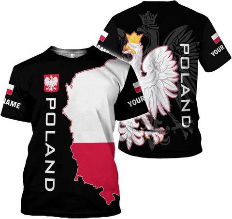 MAPrints Personalized Poland 3D Shirt, Custom Poland Flag Pride Shirts, Polska Eagle Poland T-Shirt, Sweater, Hoodies Unisex