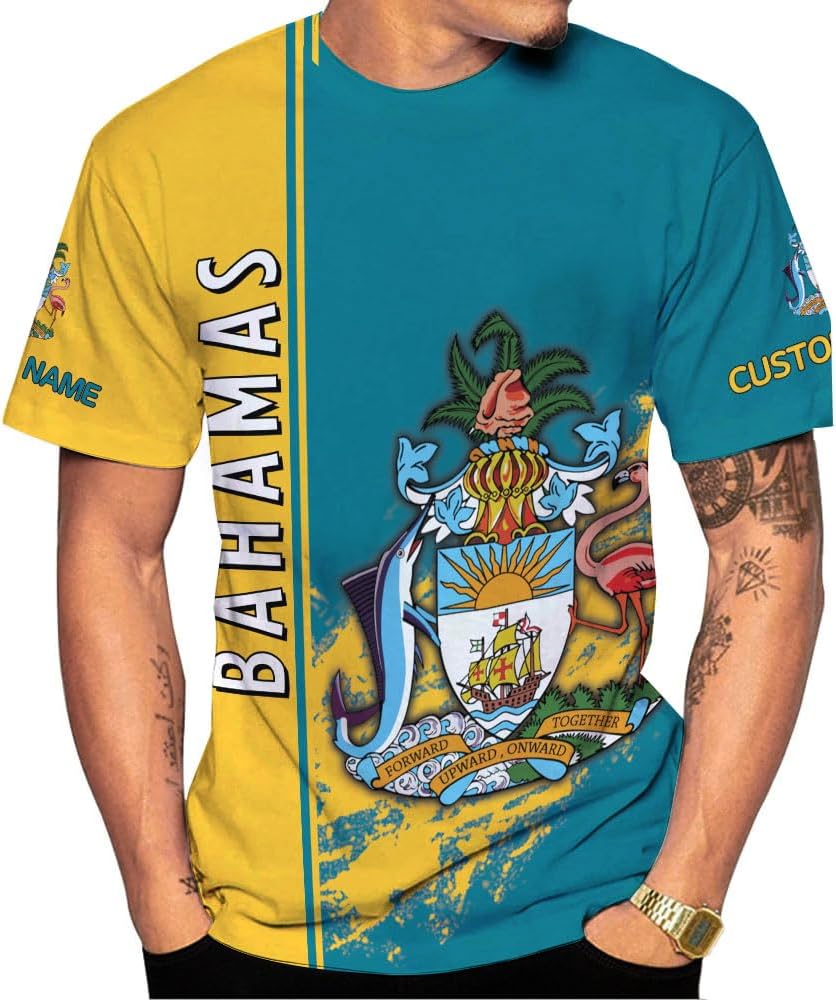 Personalized Bahamas Shirt 3D Custom Bahamas Flag Shirt for Men and Women Bahamas Pride Shirt