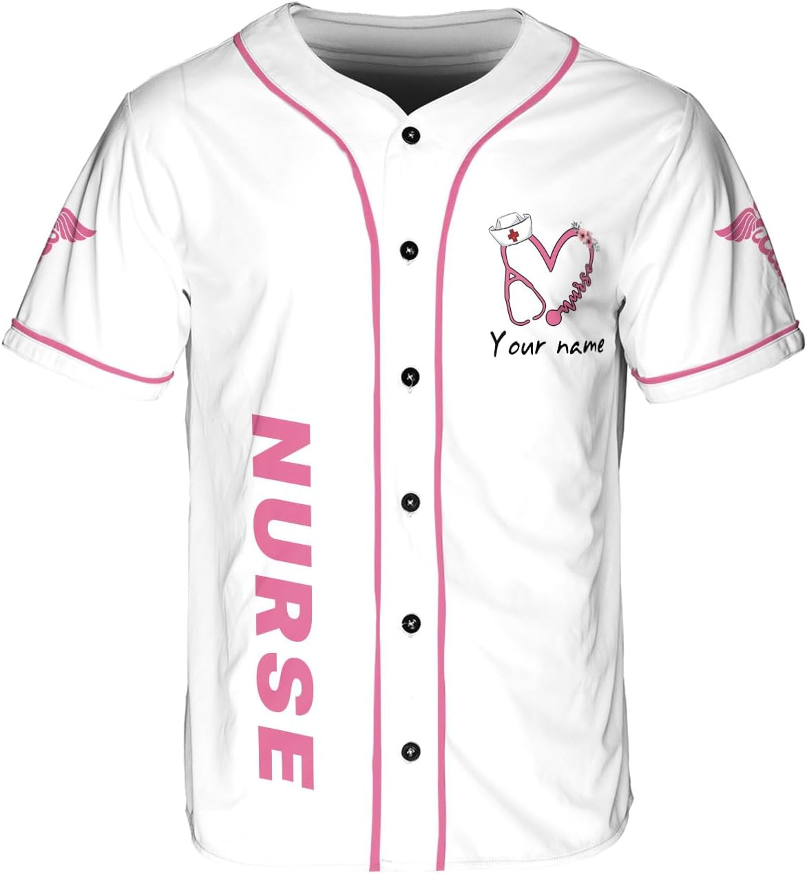 Woseprints Personalized Nurse Baseball Jersey Shirt, Nurse Graduation Gifts Funny Nurse T-Shirt Gift Nursing Emergency Shirts
