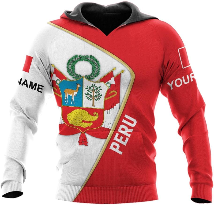 MAPrints Personalized Name Peru Shirts for Men and Women, Custom Peru 3D Tshirt, Peru Flag Pride Shirt, Peruvian Camisa Shirt