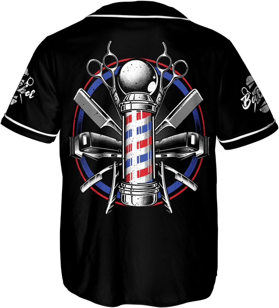 Custom Barber Shop Baseball Jersey Personalized Name Barber Shirt 3D for Men Women Hairdresser Shop Gift Scissors Pole Shirts