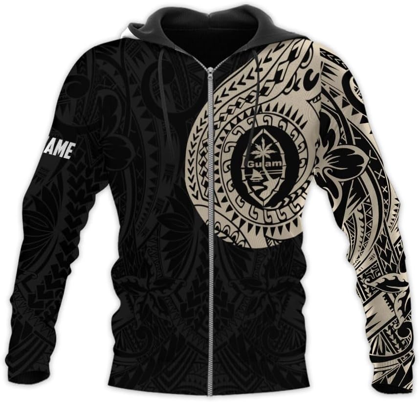 Vybonz Personalized Guam 3D Hoodie Guam Sweatshirt Guahan Zip Hoodie for Men Women Guahan Pride Shirt Guahan Guam Gifts Tee
