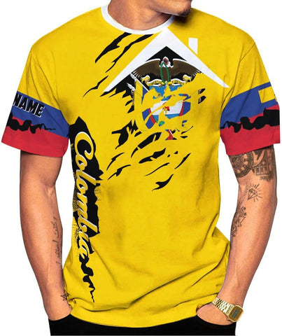 Ligthuy Personalized Colombia Shirt 3D, Custom Colombia Flag Shirts for Men Women, Colombian Pride T-Shirt, Unisex Shirt