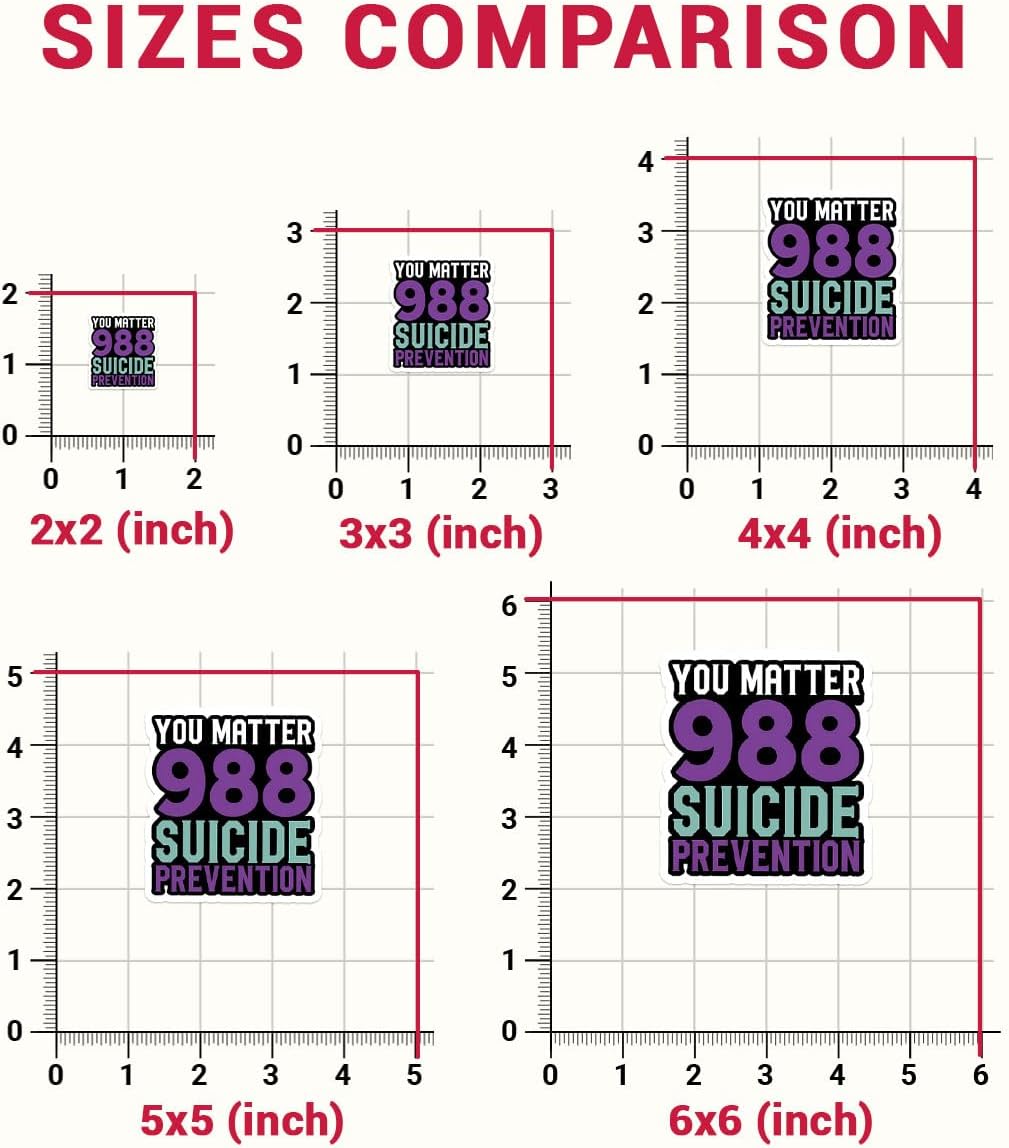 3 Pcs You Matter 988 Suicide Prevention Sticker, Mental Health Awareness Sticker, Purple Ribbon Sticker - Vinyl Sticker 3 Inches for Water Bottles Laptop Phone Car Window Helmet