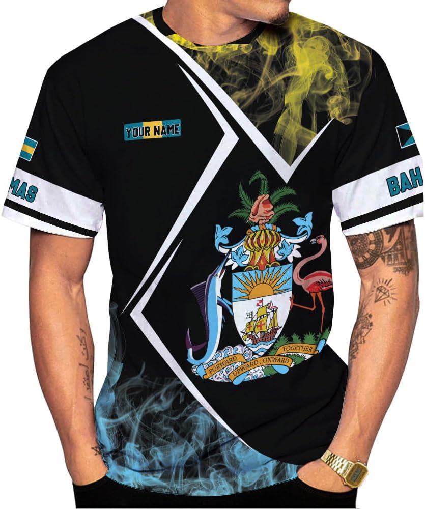 Personalized Bahamas Shirt 3D Custom Bahamas Flag Shirt for Men and Women Bahamas Pride Shirt