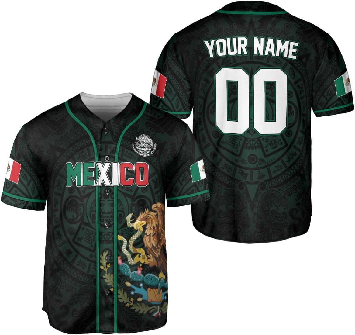 RoyalBro Personalized Mexico Baseball Jersey, Mexican Jersey for Men & Women, Mexican Flag Jersey, Mexico Shirt Camisa