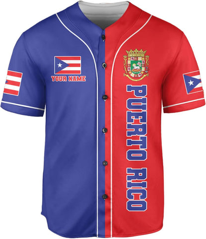 Personalized Puerto Rico Baseball Shirt,Customized Team Name Puerto Rican Baseball Jersey for Men,Women S-5XL