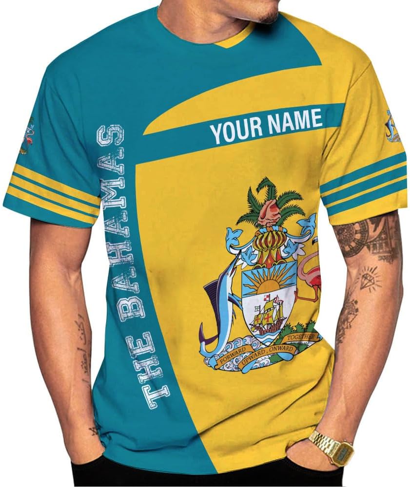 Personalized Bahamas Shirt 3D Custom Bahamas Flag Shirt for Men and Women Bahamas Pride Shirt
