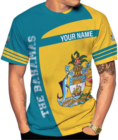 Personalized Bahamas Shirt 3D Custom Bahamas Flag Shirt for Men and Women Bahamas Pride Shirt