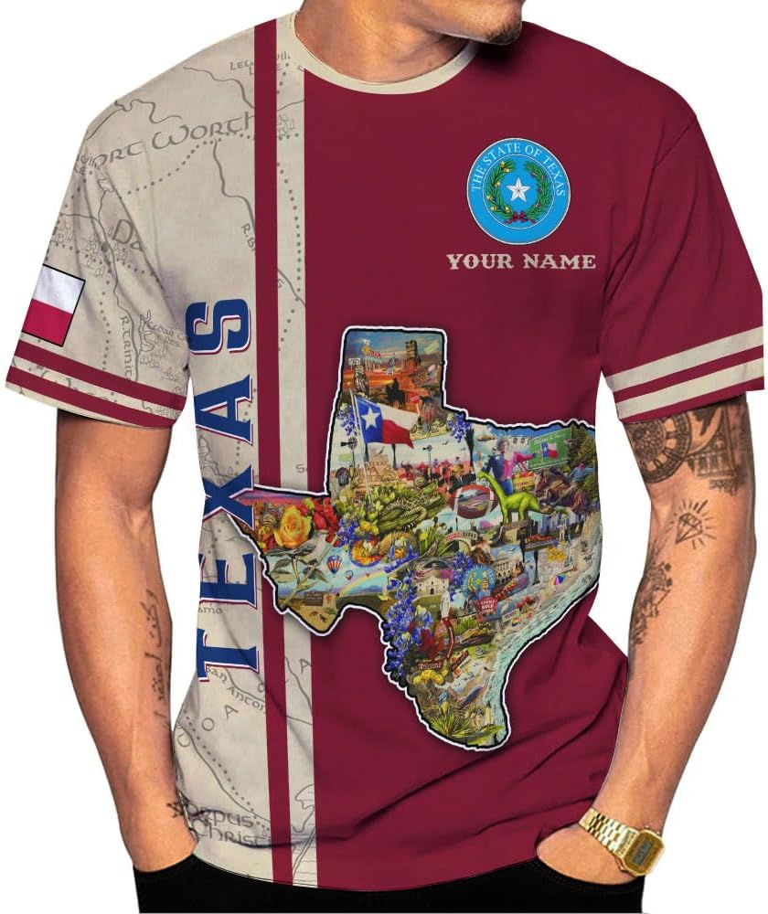 Mostprints Personalized Texas Flag Shirt and Map Dont Mess with Texas Customize Name Texas Shirts for Men Women Adult Size