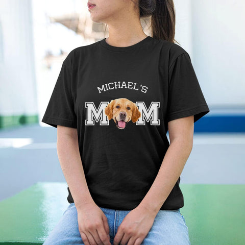 Personalized Dog Mom Shirt Sweatshirt Hoodie with Photo Names Puff Letters Gifts for Women Dog Lovers Christmas Mother's Day