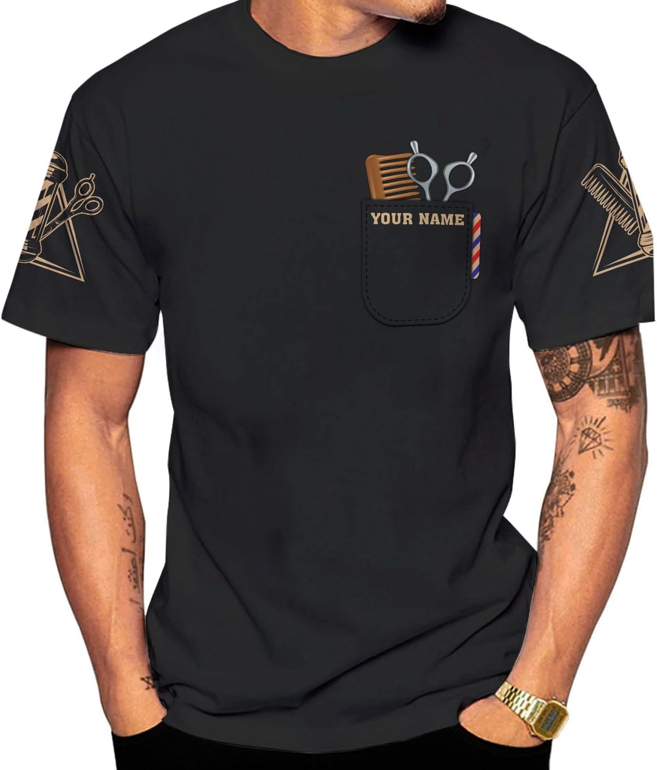 Custom 3D Barber Shirt for Men Women Gift Personalized Hair Stylist Tee Barbershop Apparel Hairdresser Printed Uniform