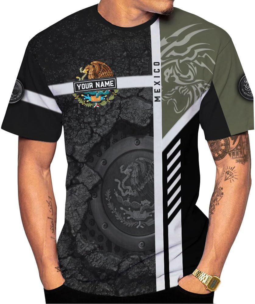Rivelus Personalized Name Mexican Shirts for Men, Customized Mexico Shirts for Men, Mexico Shirts for Women Mexico Shirt