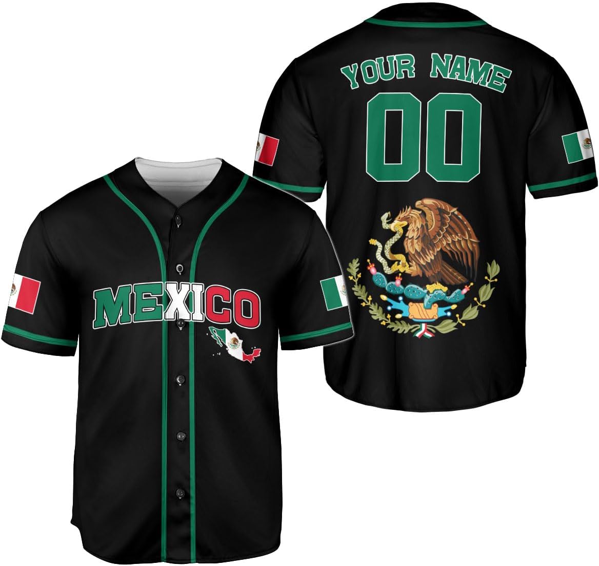 RoyalBro Personalized Mexico Baseball Jersey, Mexican Jersey for Men & Women, Mexican Flag Jersey, Mexico Shirt Camisas
