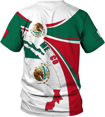 Mostefy Personalized Name Mexican Shirts 3D Customized Mexico Shirt US Flag, Mexican Shirts for Women Unisex
