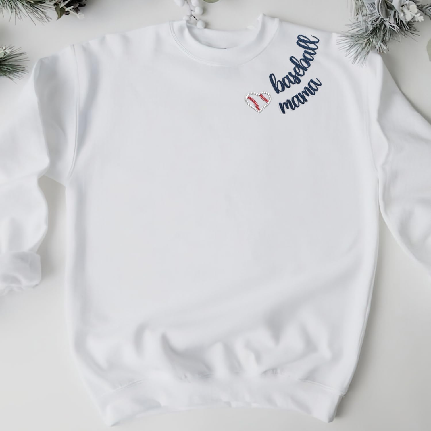 Intenprints Personalized Baseball Mom Embroidered Sweatshirt Customized Baseball Shirt Baseball Sweatshirts for Women and Men