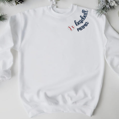 Intenprints Personalized Baseball Mom Embroidered Sweatshirt Customized Baseball Shirt Baseball Sweatshirts for Women and Men