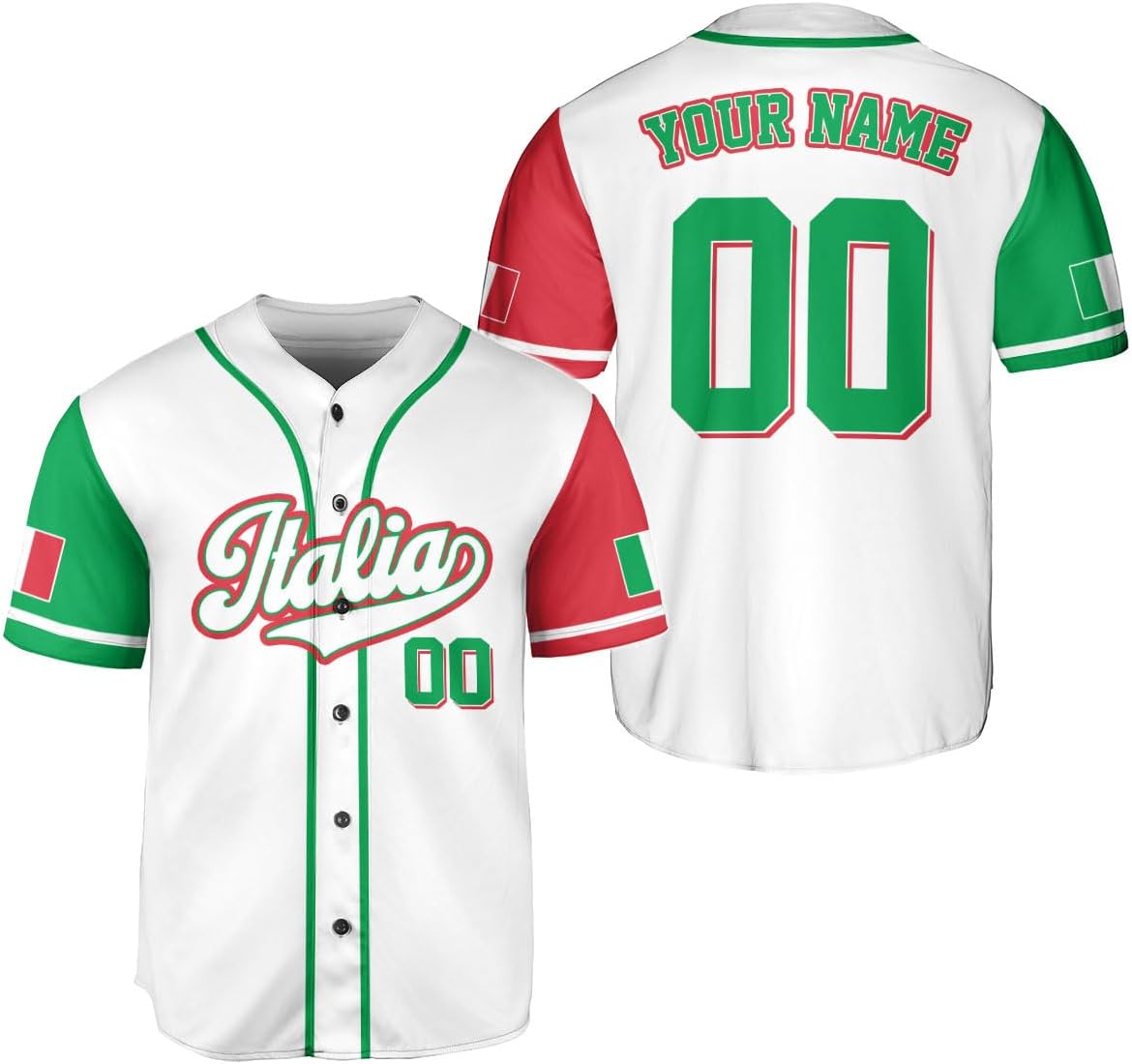 Parvii Personalized Italia Baseball Jersey, Italian Shirts for Men & Women, Italian Jersey, Italy Italian Flag Jesey Gift