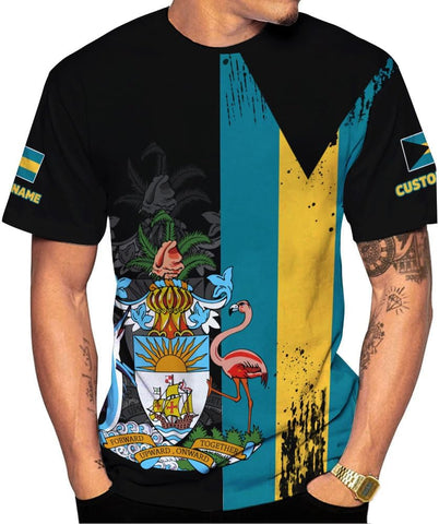 Personalized Bahamas Shirt 3D Custom Bahamas Flag Shirt for Men and Women Bahamas Pride Shirt