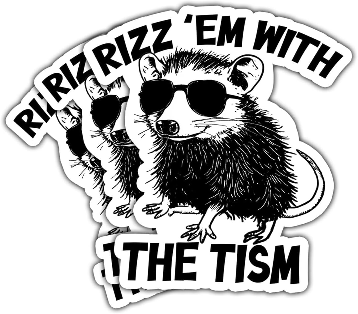 3 Pcs Rizz Em with The Tism Sticker, Meme Stickers for Adults, Dark Humor Gen X Stickers, Sleep Token Sticker - Funny Vinyl Stickers for Water Bottles Laptop Phone Car Window Helmet 3 Inches