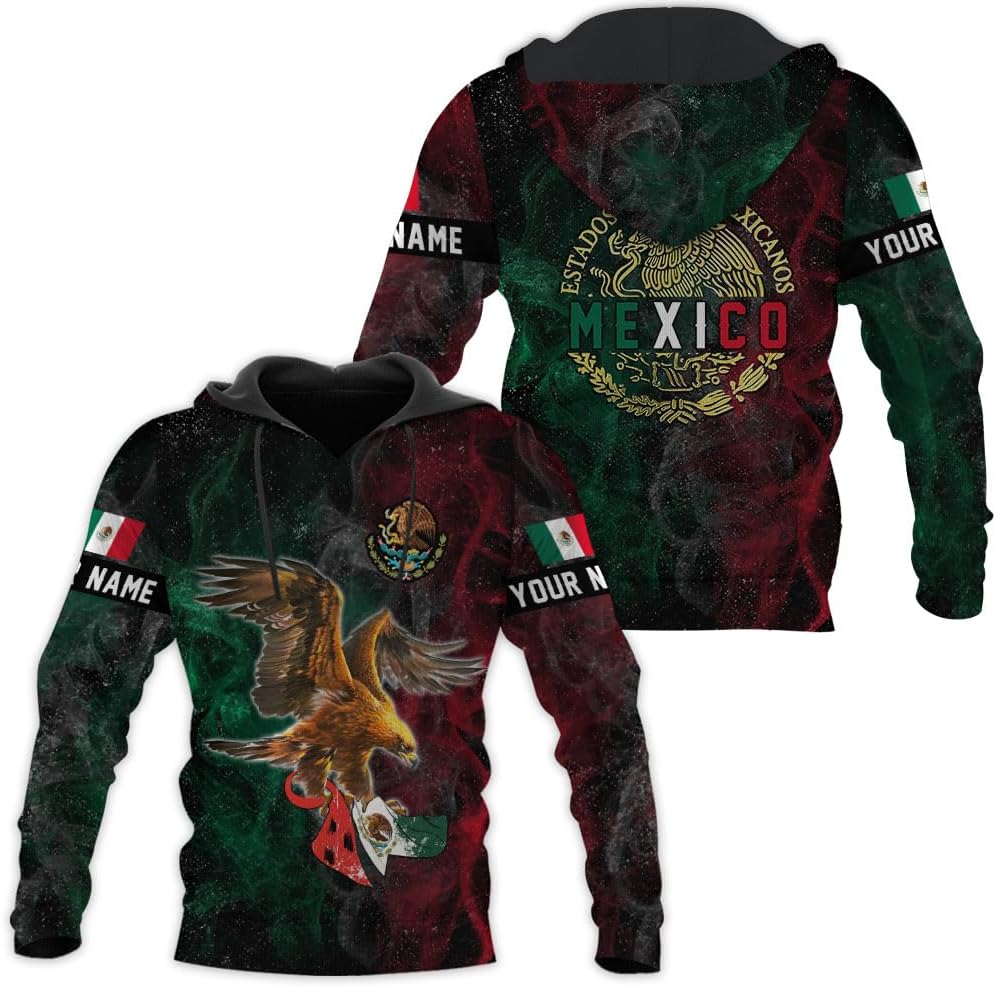 RoyalBro Personalized Mexico Shirts, Camisas De Mexico, Mexico Shirts for Men, Mexican Flag Jersey Shirt Mexico 3D Shirt