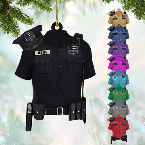 mostprints Personalized Police Ornaments Police Ornament Police Officer Flat Ornament Hanging, Police Gift Thin Blue Line Ornament Christmas Car Hanging Ornament Decorations Custom (Police 4)