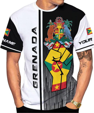 Podagree Personalized Grenada T-Shirt 3D, Proud Grenadan Tshirt, Grenada Flag Grenadian Pride Grenadian Heritage Shirt