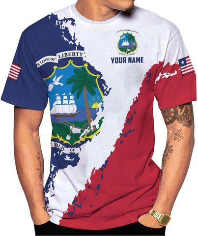 MoonArt Personalized Liberia Shirts Liberian Coat of Arms Flag Liberia 3D Shirts Liberia Liberian Pride Gift