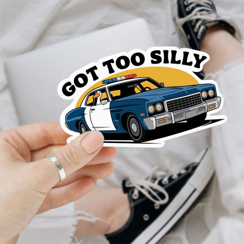 Got Too Silly Goose Police Car 3" Sticker, Silly Goose Meme Stickers for Waterproof Laptop Water Bottle Phone Car