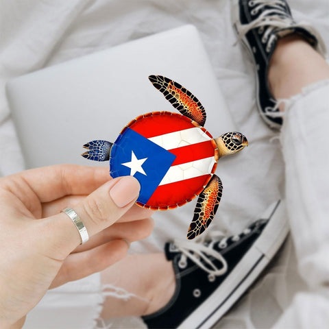 (3Pcs) Puerto Rico Flag Turtle Decal, Sea Turtle Car Decal, Turtle Vinyl Sticker, Puerto Rico Car Sticker, Puerto Rico Accessories - Stickers for Laptop Water Bottle Phone Car Window Helmet 3"