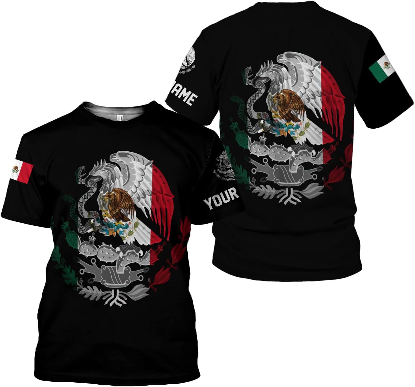 Mostefy Personalized Name Mexican Shirts for Men, Customized Mexico Shirts for Men, Mexico Shirts for Women,Mexico Eagle Flag