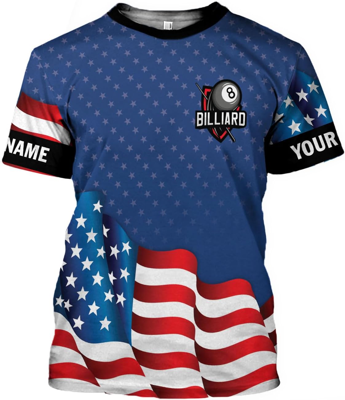 MoonArt Personalized Billiard Shirts 3D Billiard Shirt Custom Billiard Flag Shirt Men's Pool Billiards Shirt 8 Ball Men Women