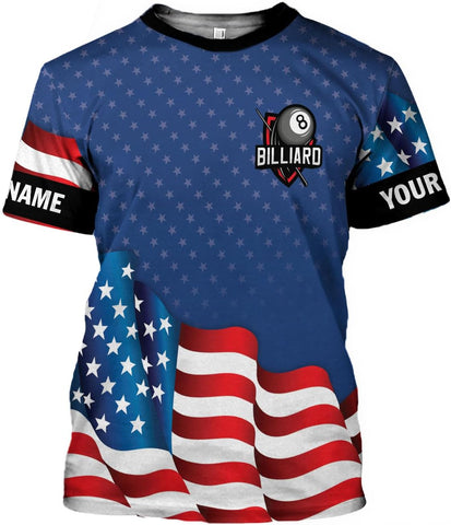 MoonArt Personalized Billiard Shirts 3D Billiard Shirt Custom Billiard Flag Shirt Men's Pool Billiards Shirt 8 Ball Men Women