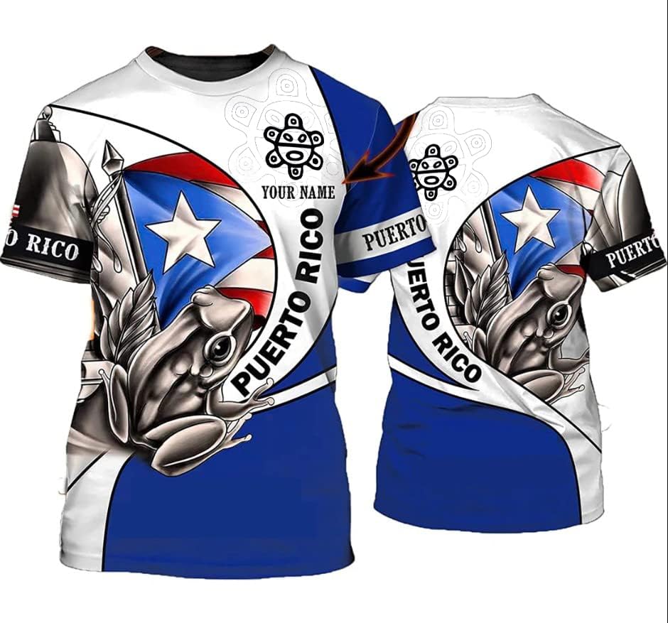 Woseprints Personalized Name Puerto Rico 3D Shirt, Puerto Rico Flag T-Shirt for Men & Women