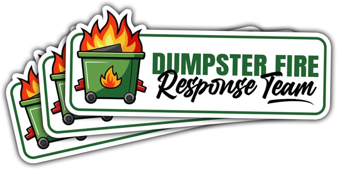 3 Pcs Dumpster Fire Response Team, Dumpster Fire Sticker, This is Fine Sticker, Everything's Fine Dumpster Fire - Vinyl Sticker for Water Bottles Laptop Phone Car Helmet 3 Inches (Dumpster 2)