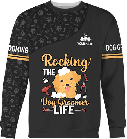 Mostprints Personalized Name Dog Groomer Shirt 3D, Funny Dog Groomer Apparel Shirts, Dog Groomer Gifts for Men and Women