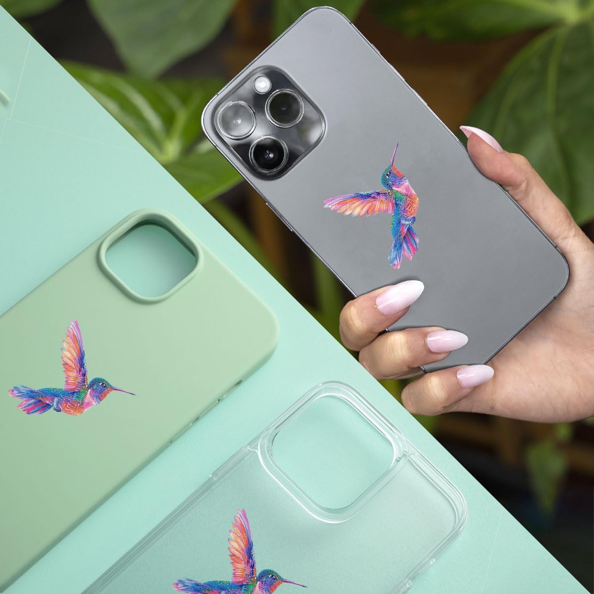 (3Pcs) Beautiful Vibrant Colored Hummingbird Art Sticker, Hummingbird Decal, Hummingbird Car Accessories, Bird Vinyl Decals - Stickers for Laptop Water Bottle Phone Car Window Helmet 3"