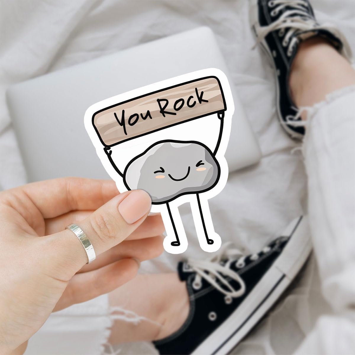 3 Pcs You Rock Sticker, Funny You Rock Sticker, You Rock Meme Motivation Sticker, Motivational Vinyl Sticker for Helmet Water Bottle Laptop Tumbler Phone Case Cars 3"x3"