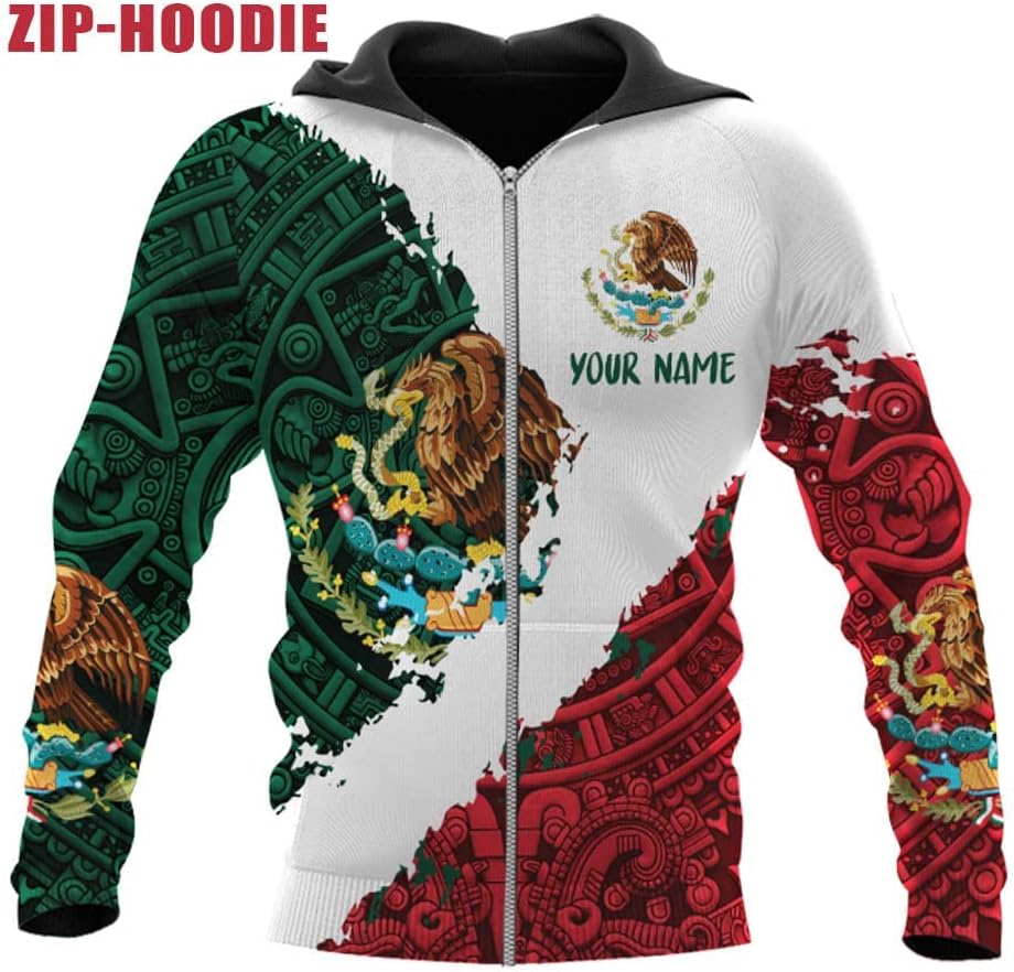 Personalized Name Mexican Hoodie 3D, Customized Mexican Hoodies for Men, Unisex Mexico Hoodie, Mexico Hoodies for Men 1