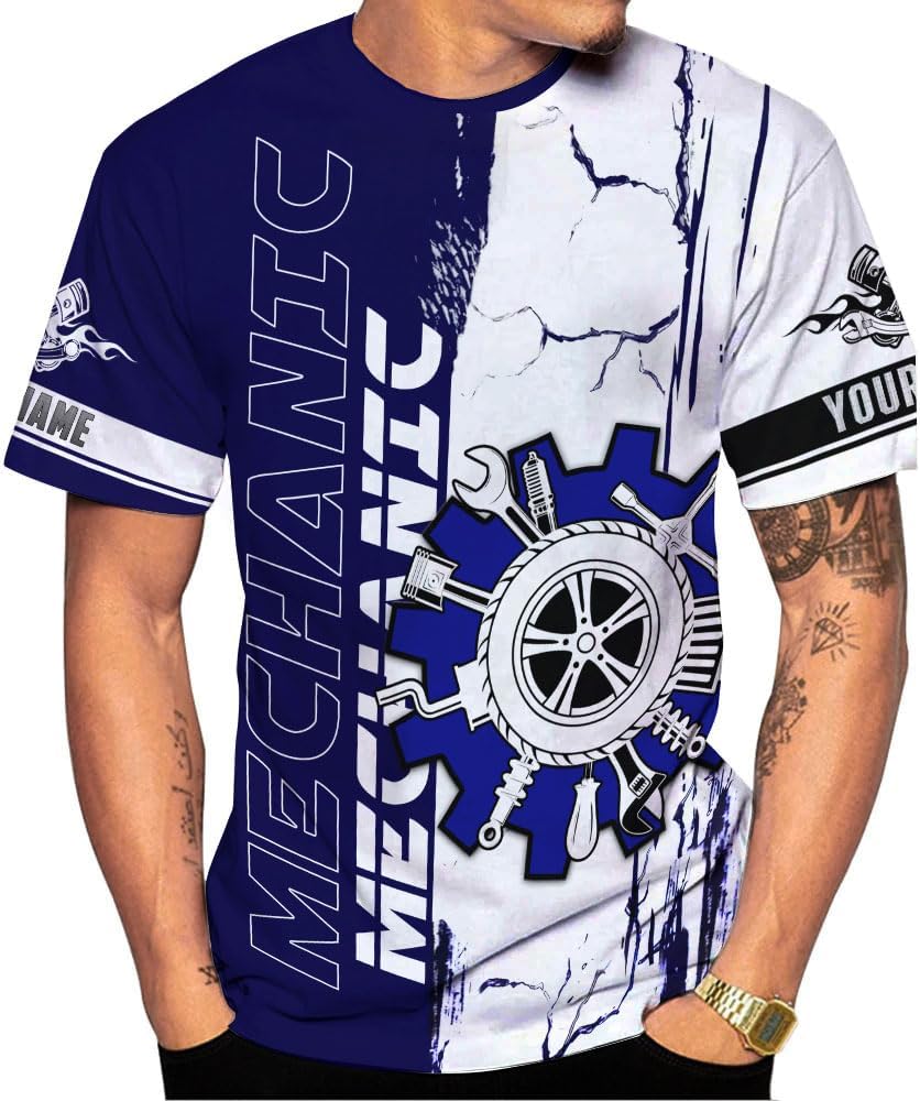 AOVL Personalized Mechanic Shirt 3D Mechanic Shirts Tool Box Mechanic for Men Women Mechanic Garage T-Shirt Mechanics S-5XL