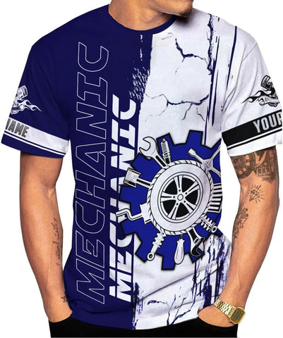 AOVL Personalized Mechanic Shirt 3D Mechanic Shirts Tool Box Mechanic for Men Women Mechanic Garage T-Shirt Mechanics S-5XL