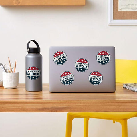 3 Pcs Ask Me About Medicare Sticker, Medicare Health Insurance Consultant Sticker, Mental Health Waterproof Die-Cut Vinyl Stickers 3 Inches for Water Bottle Laptop Phone Car Window Helmet Tumbler