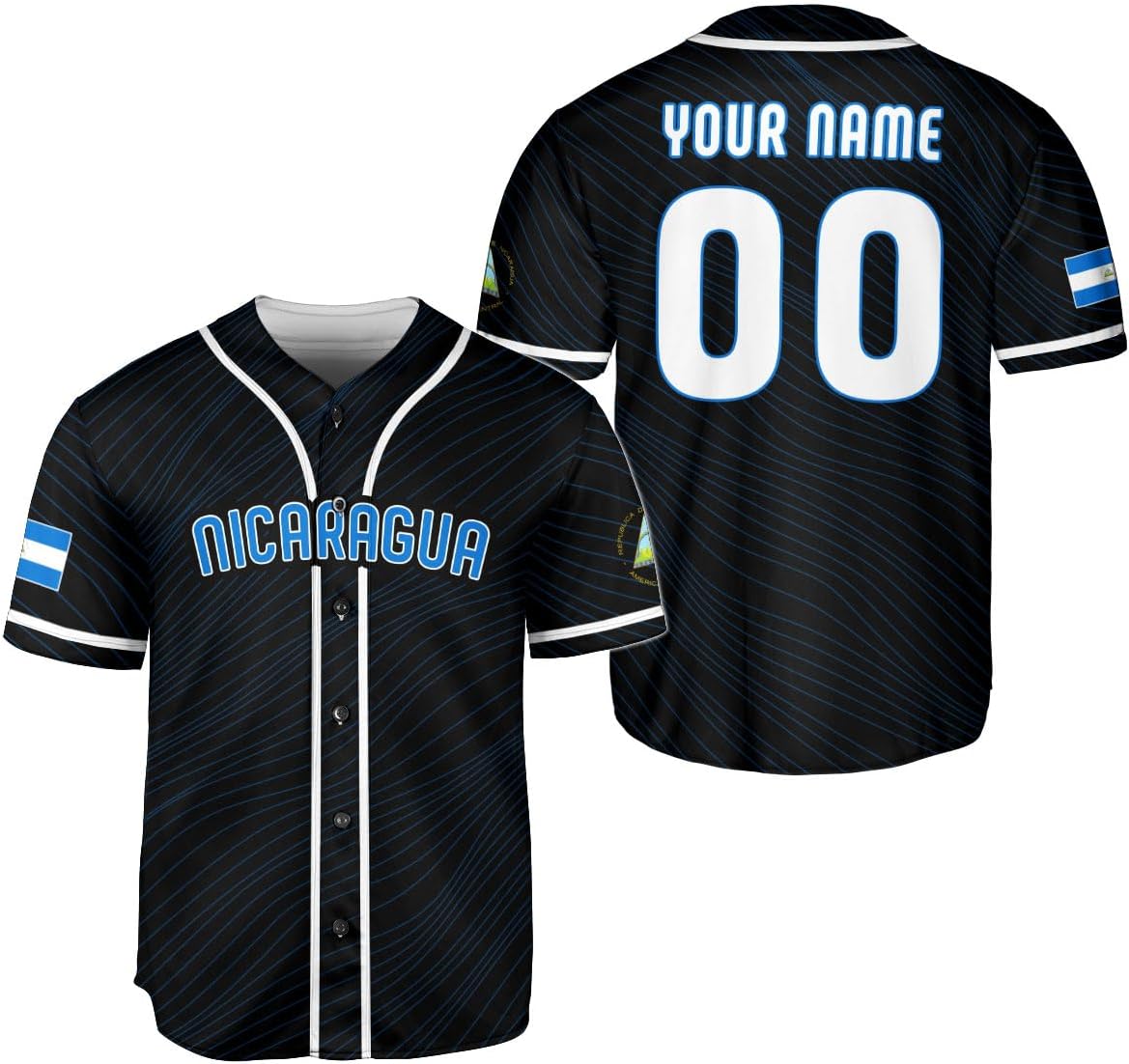 Podagree Personalized Nicaragua Baseball Jersey Shirt Name Nicaraguan Baseball Jersey for Men & Women Nicaraguan Camisas